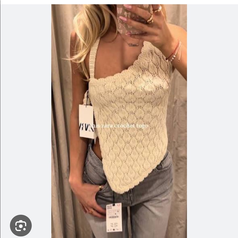 Asymmetrical backless crochet top